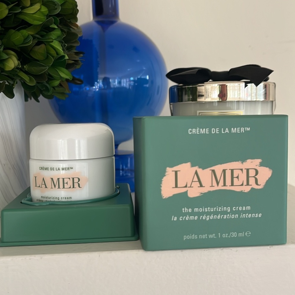 Empty 1 oz La Mer cream jar & box